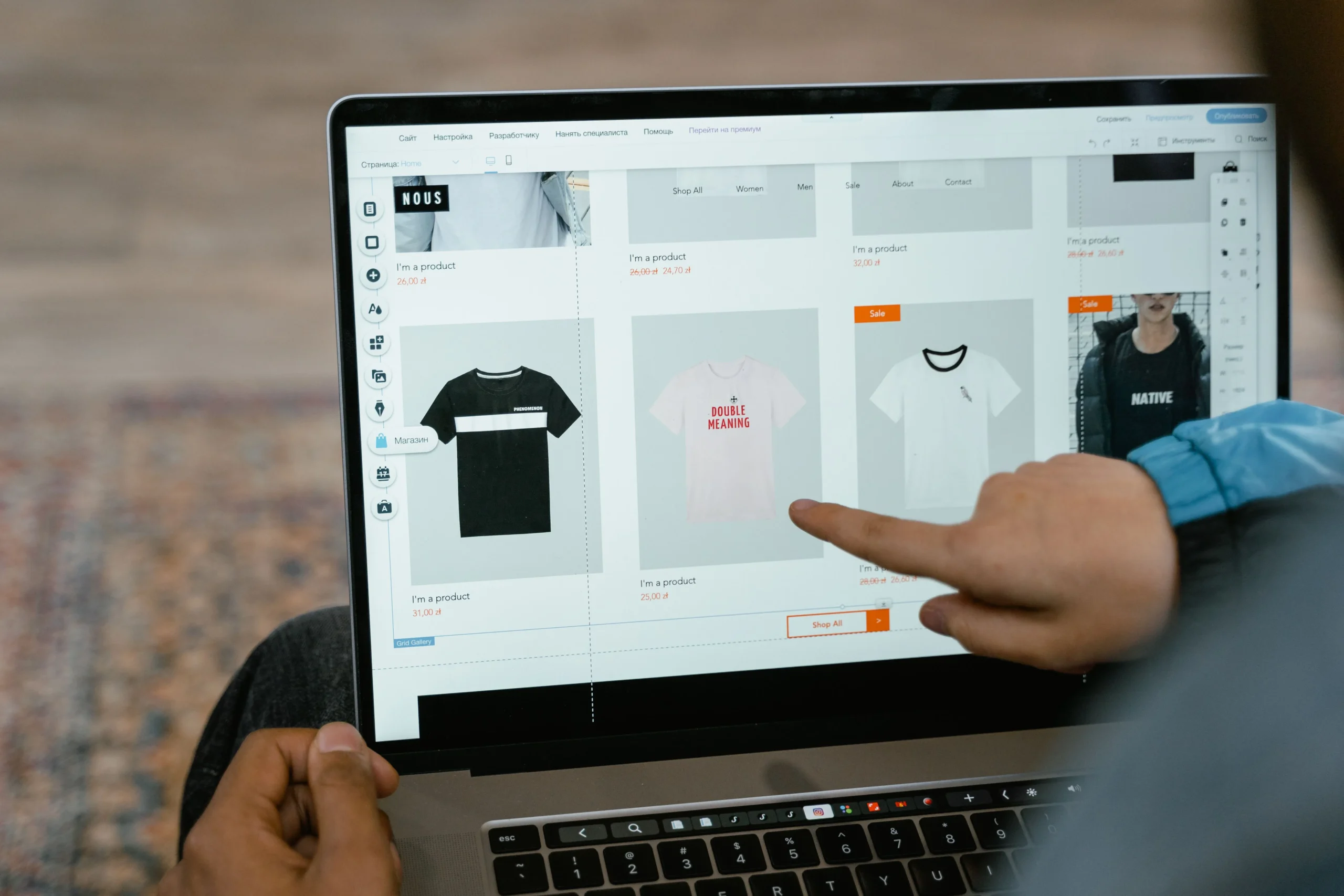 Mockup de tienda virtual Ictus Co